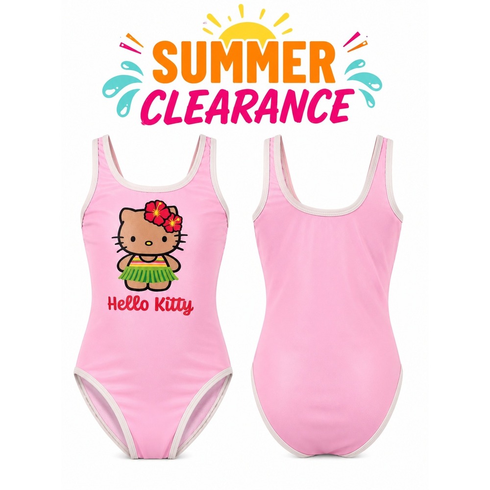 Hello Kitty Girls One Piece Swimsuit Pink Sanrio NWT Size 6/6x
